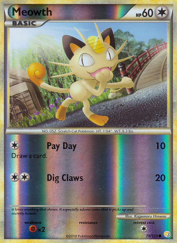 HeartGold SoulSilver Meowth #75/123 reverse holo